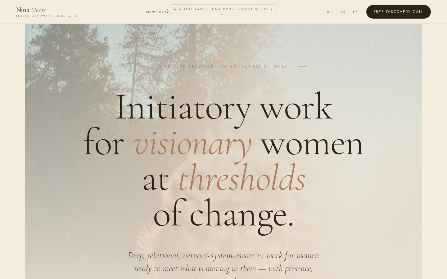 a home for a facilitator of initiatory work for women