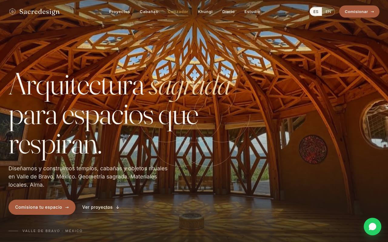 a warm editorial home for a sacred architecture studio in Valle de Bravo — temples, cabins and ritual objects